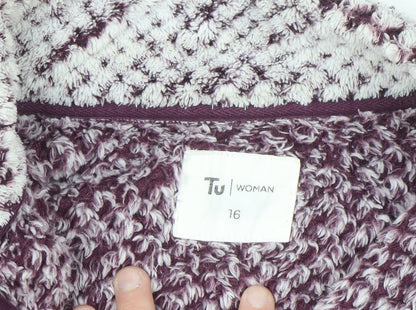 Tu Woman Purple Zip Fleece Jacket Size 16 Soft Warm Full Zip