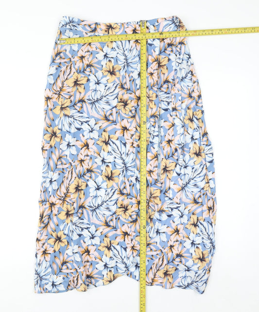 New Look Women's Multicoloured Floral Wrap Midi Skirt Size 10