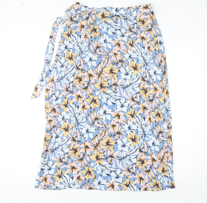 New Look Women's Multicoloured Floral Wrap Midi Skirt Size 10