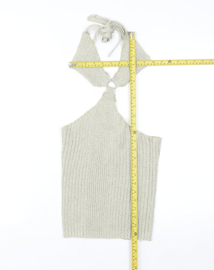 PrettyLittleThing Women’s Gold Halter Bodycon Knit Mini Dress Size S