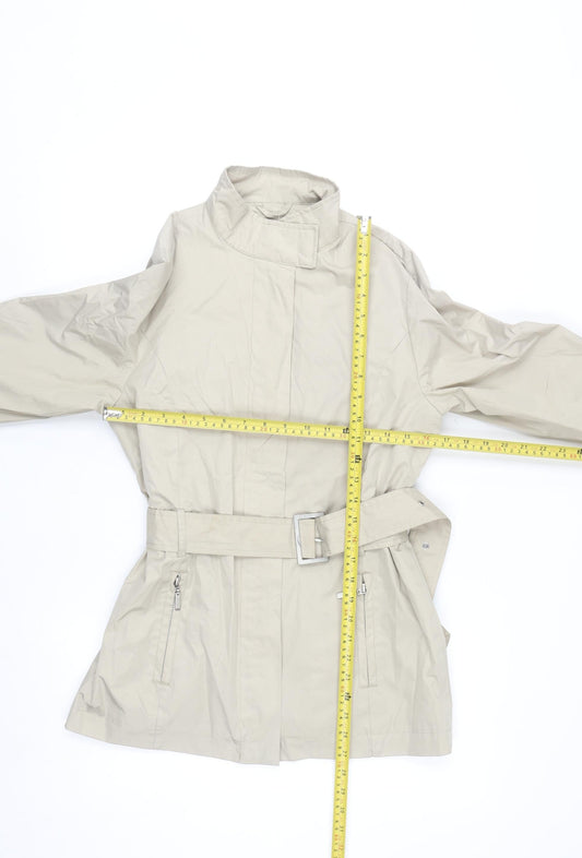 ALIEN OUTERWEAR Womens Beige Belted Trench Coat Size 12