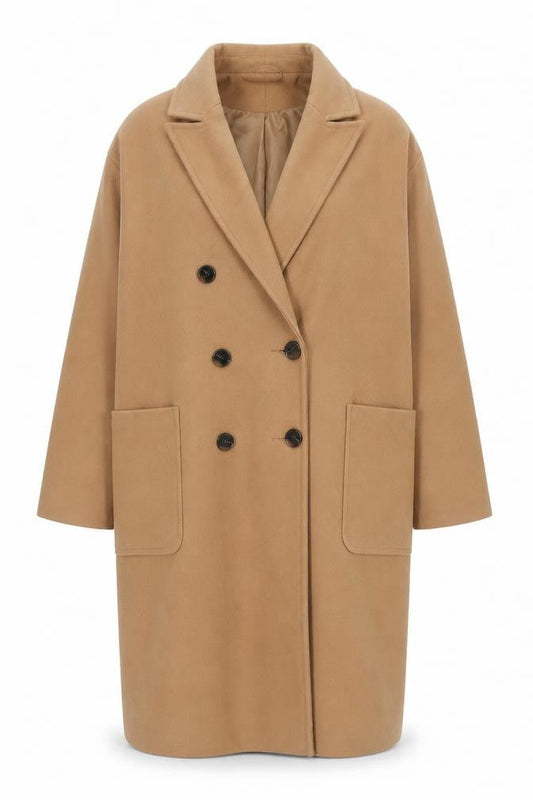 Primark Women’s Beige Long Overcoat Size 16 Classic Lined Button Style