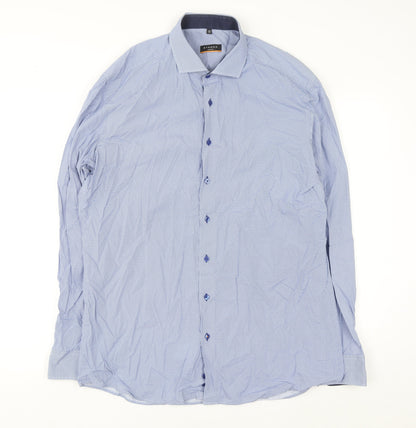 Eterna Men's Blue Slim Fit Long Sleeve Cotton Button-Up Shirt Size 17