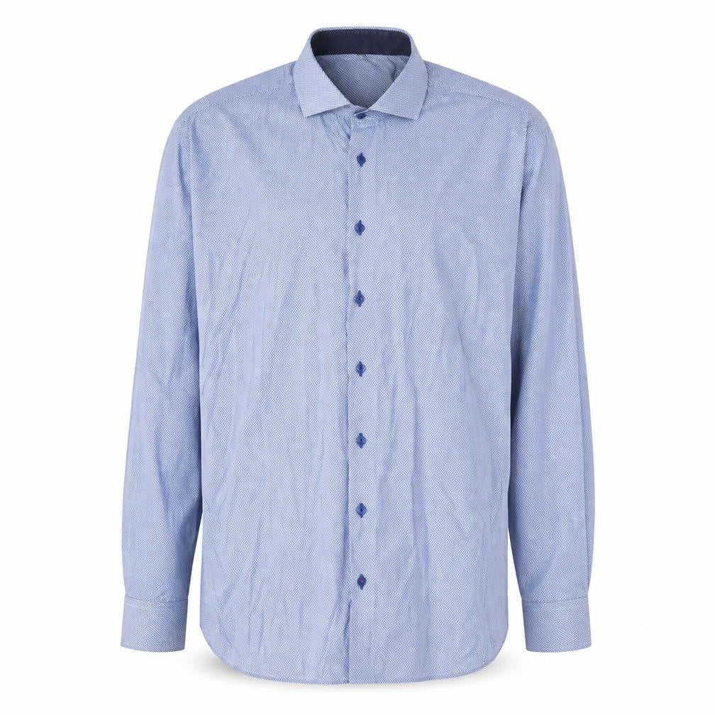Eterna Men's Blue Slim Fit Long Sleeve Cotton Button-Up Shirt Size 17