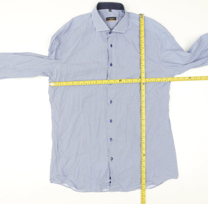 Eterna Men's Blue Slim Fit Long Sleeve Cotton Button-Up Shirt Size 17