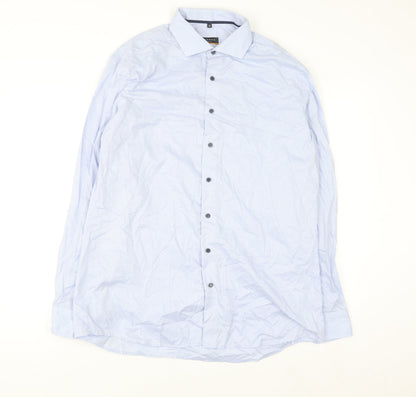 Eterna Men's Blue Slim Fit Long Sleeve Cotton Button-Up Shirt 17