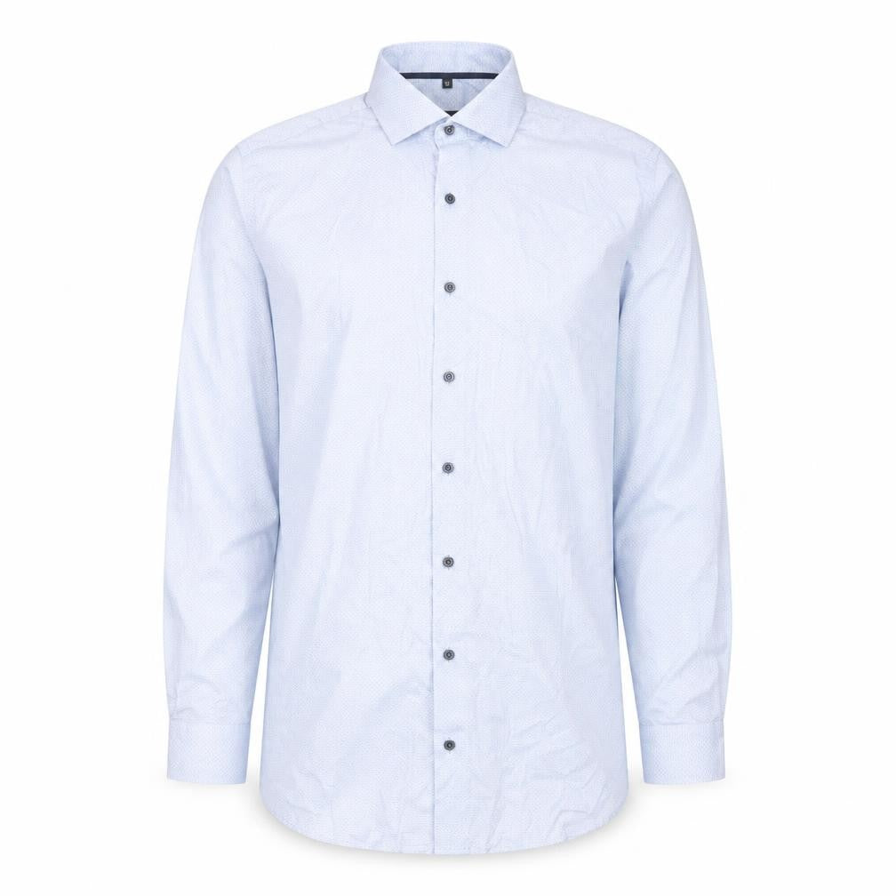 Eterna Men's Blue Slim Fit Long Sleeve Cotton Button-Up Shirt 17