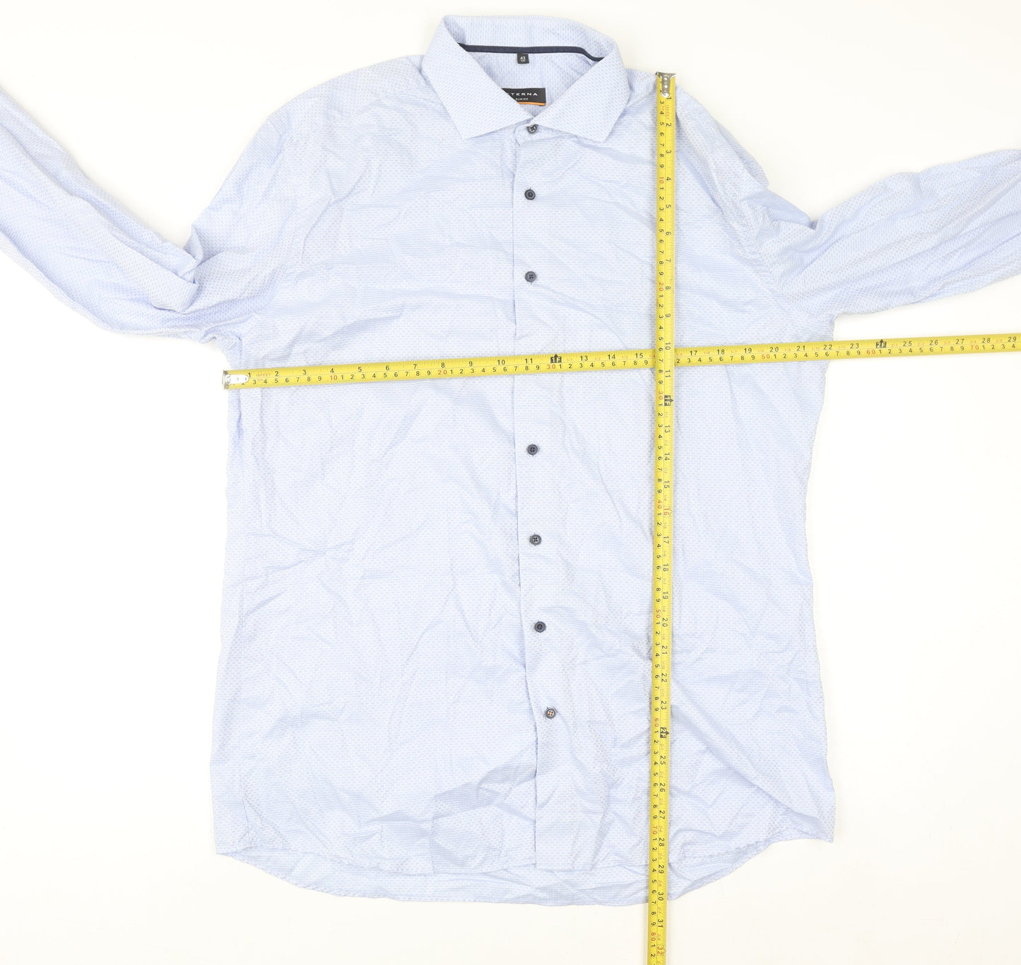 Eterna Men's Blue Slim Fit Long Sleeve Cotton Button-Up Shirt 17