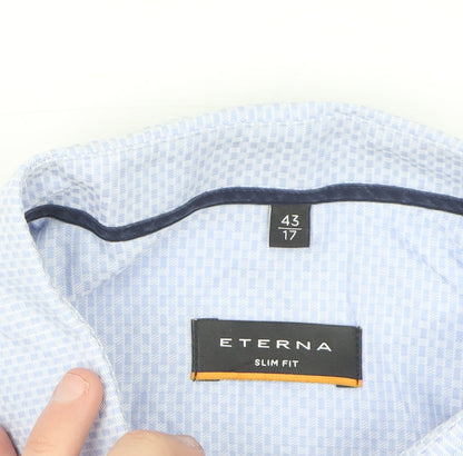 Eterna Men's Blue Slim Fit Long Sleeve Cotton Button-Up Shirt 17