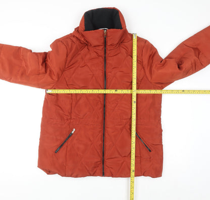 Classic Women's Brown Quilted Puffer Jacket Size 14