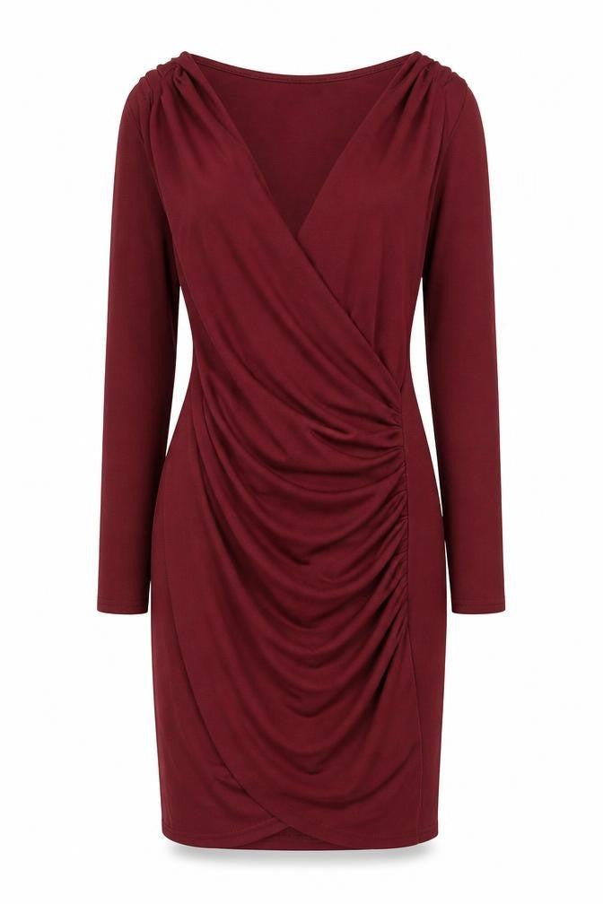 Boohoo Women Red Size 8 Bodycon Long Sleeve Ruched Mini Dress