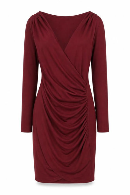 Boohoo Women Red Size 8 Bodycon Long Sleeve Ruched Mini Dress
