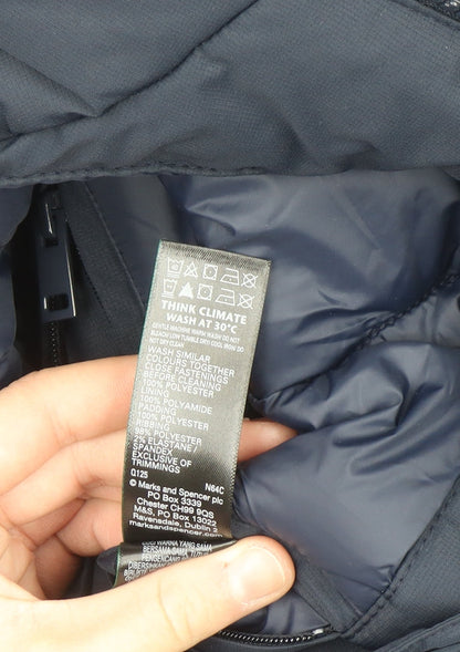 Marks and Spencer Men's Blue L Regular Hooded Parka Coat