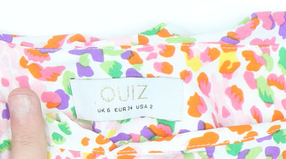 Quiz Women’s Multicoloured Floral Ruffle Short Skirt & Top Set Size 6