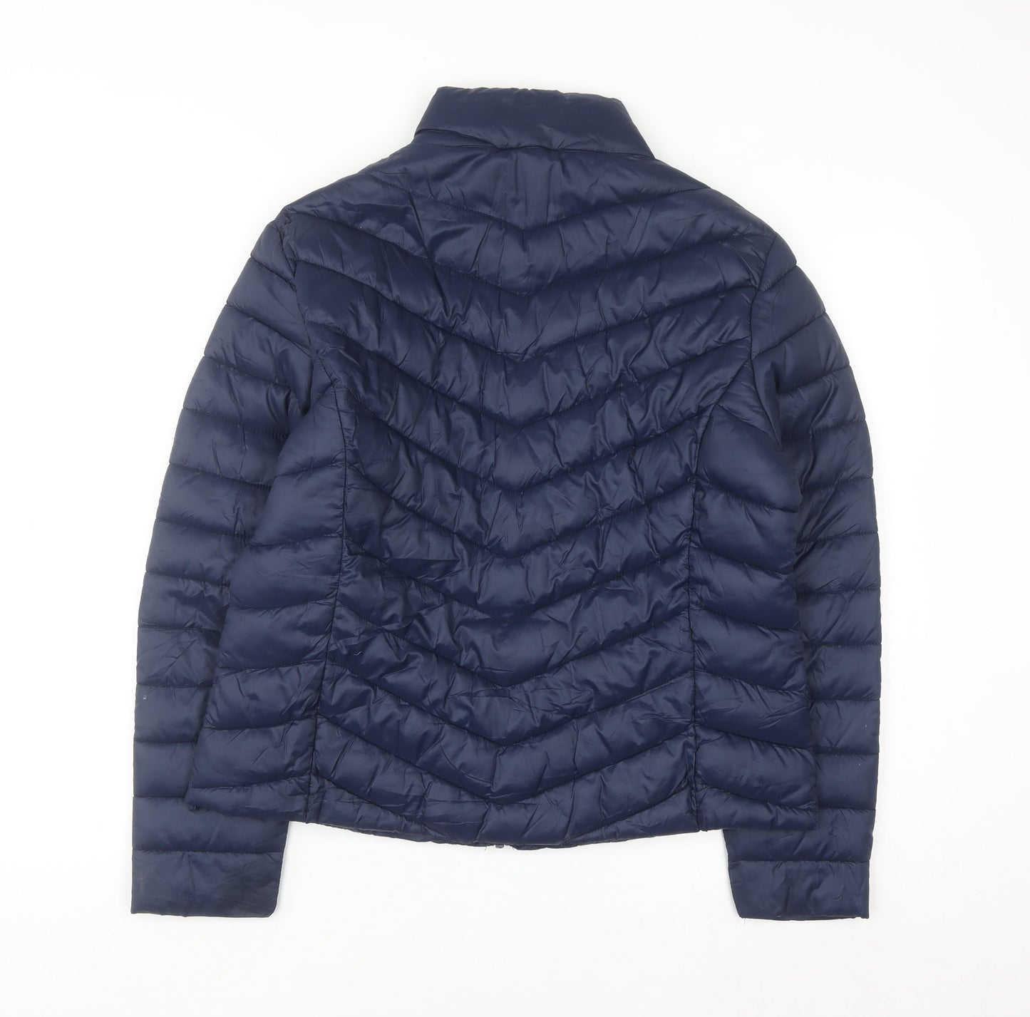 Primark Women Blue Puffer Jacket Size L 14/16 Lightweight Quilted Coat