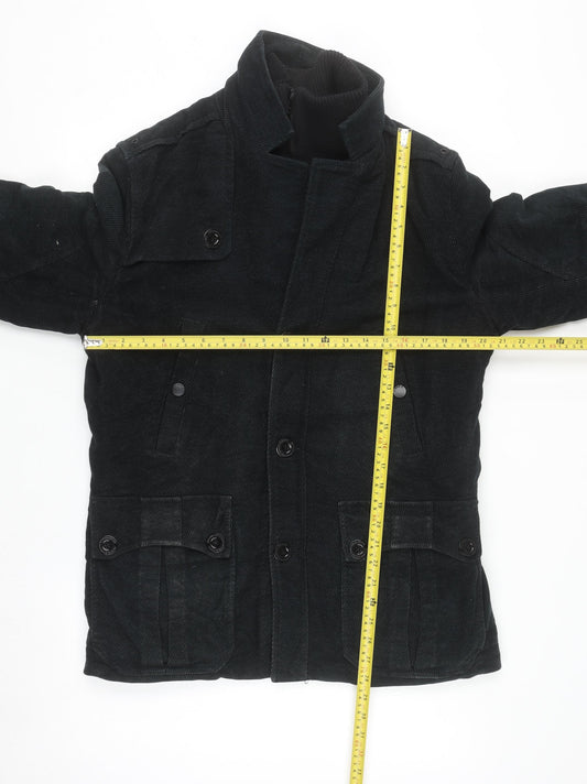 Next Men's Black Italian Moleskin Military Jacket Size M Cotton Blend
