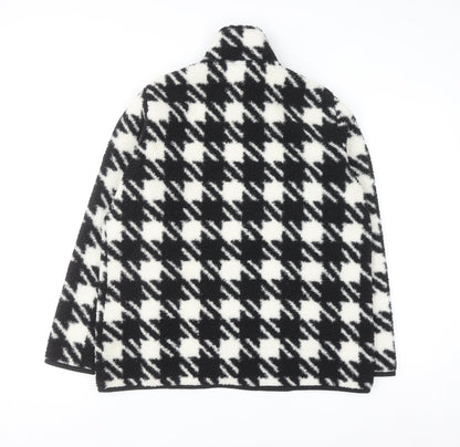 Bonmarché Women Black White Check Fleece Zip Jacket Size 14