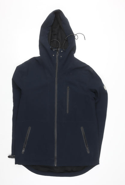 Nanny State Men's Blue Hooded Soft Shell Jacket Medium Windproof
