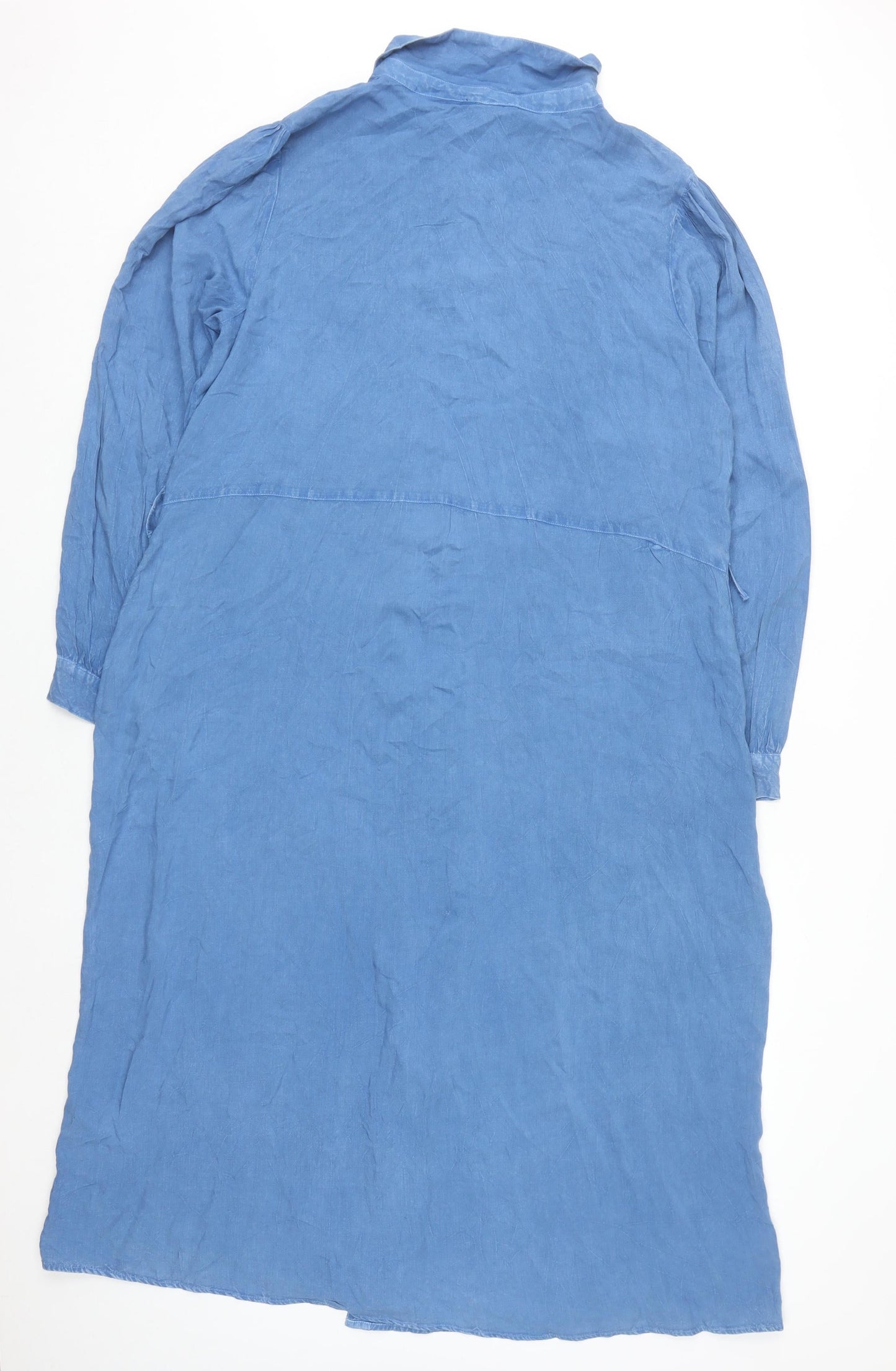 New Look Women Blue Plus Size 22 Midi Shirt Dress Viscose Long Sleeve