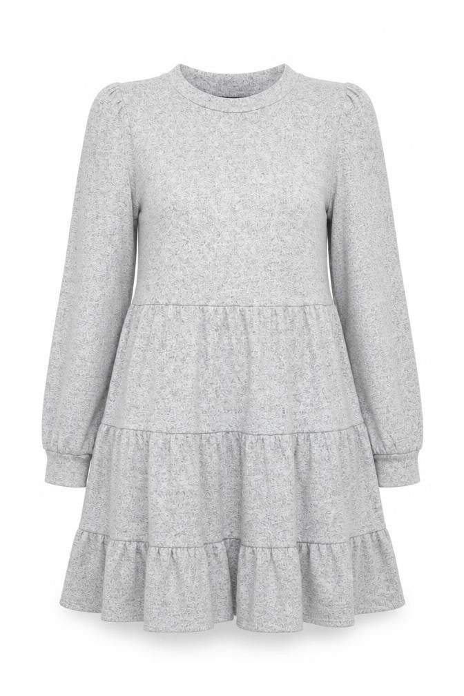Dorothy Perkins Women Grey Knit Skater Dress Size 14 Long Sleeve