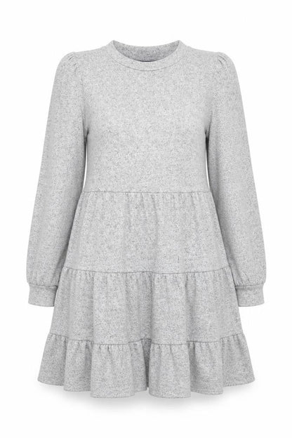 Dorothy Perkins Women Grey Knit Skater Dress Size 14 Long Sleeve