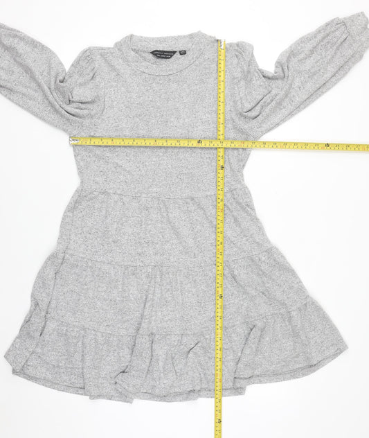 Dorothy Perkins Women Grey Knit Skater Dress Size 14 Long Sleeve