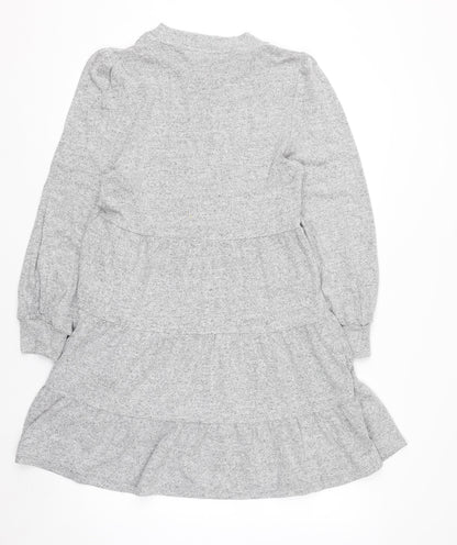 Dorothy Perkins Women Grey Knit Skater Dress Size 14 Long Sleeve