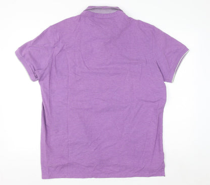 Paul Costelloe Living Men's Purple 2XL Polo Shirt Cotton Blend