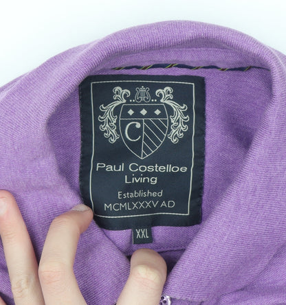 Paul Costelloe Living Men's Purple 2XL Polo Shirt Cotton Blend