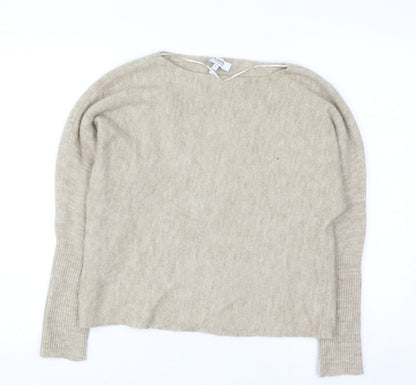 b.young Women Beige Boat Neck Pullover Jumper Size S