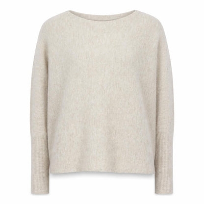 b.young Women Beige Boat Neck Pullover Jumper Size S