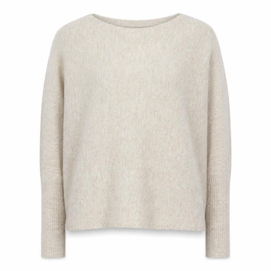 b.young Women Beige Boat Neck Pullover Jumper Size S