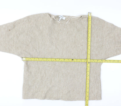 b.young Women Beige Boat Neck Pullover Jumper Size S