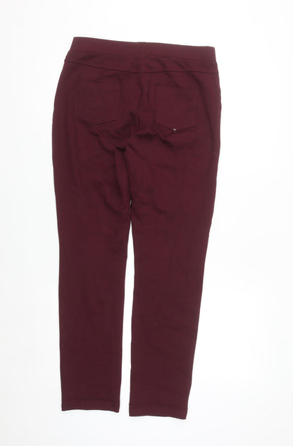 Paco Boutique Womens Red Rhinestone Slim Leg Stretch Leggings Size 12