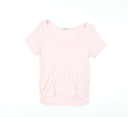 Stradivarius Women Pink XS Basic Viscose Short Sleeve T-Shirt
