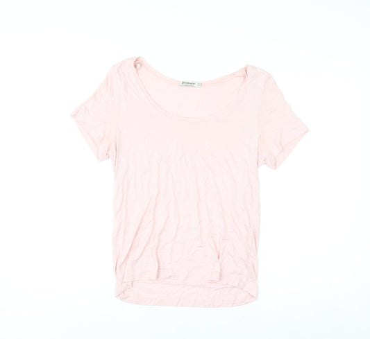 Stradivarius Women Pink XS Basic Viscose Short Sleeve T-Shirt
