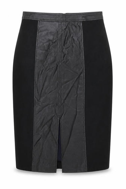 Oasis Womens Black Faux Leather Pencil Skirt Size 10 Lined Knee Length