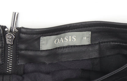 Oasis Womens Black Faux Leather Pencil Skirt Size 10 Lined Knee Length