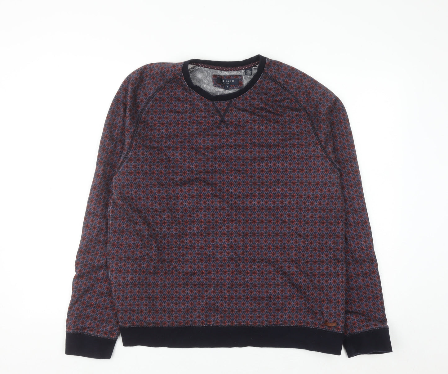 Ted Baker Women Blue Red Patterned Cotton Sweatshirt Size 14 Regular