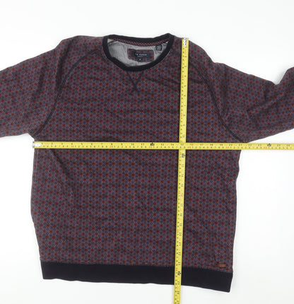 Ted Baker Women Blue Red Patterned Cotton Sweatshirt Size 14 Regular