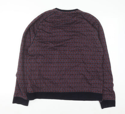 Ted Baker Women Blue Red Patterned Cotton Sweatshirt Size 14 Regular