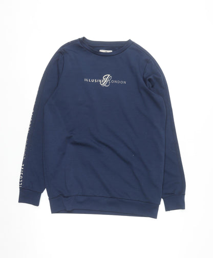 Illusive London Men's Blue Logo Crew Neck Sweatshirt Size L