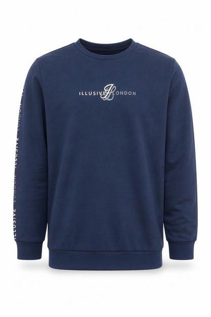 Illusive London Men's Blue Logo Crew Neck Sweatshirt Size L
