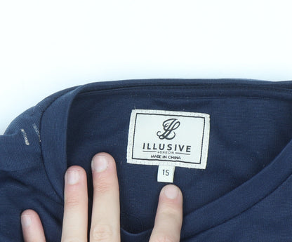 Illusive London Men's Blue Logo Crew Neck Sweatshirt Size L