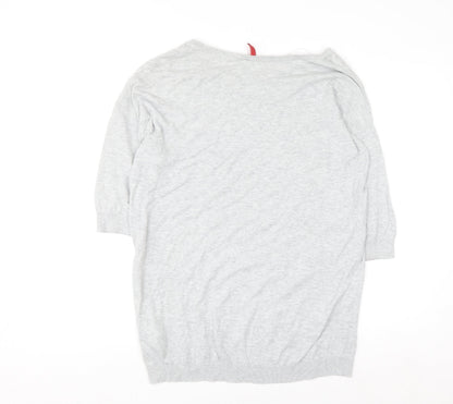 H&M Womens Light Grey Cotton Jumper Size 12