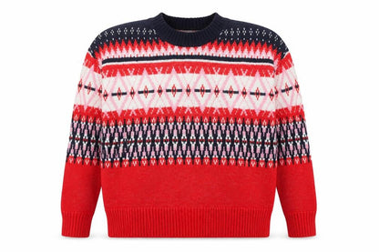 Marks & Spencer Mens Red Fair Isle Knit Jumper Medium