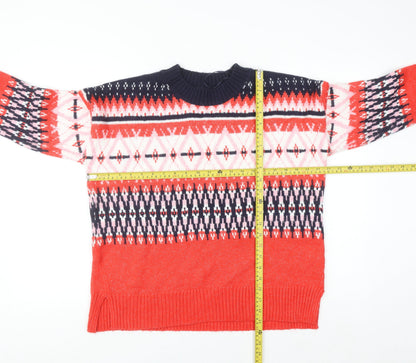 Marks and Spencer Mens Red Fair Isle Knit Jumper Medium