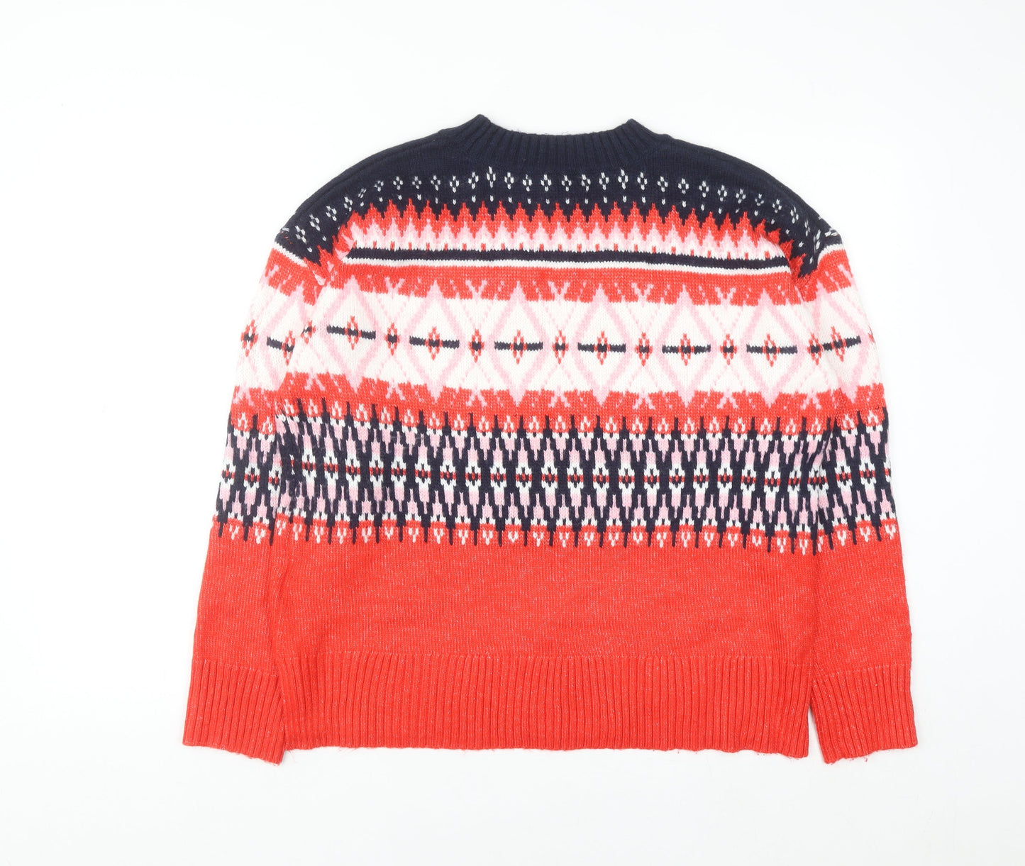Marks and Spencer Mens Red Fair Isle Knit Jumper Medium