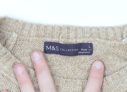 Marks and Spencer Womens Beige Colour Block Knit Jumper Size L