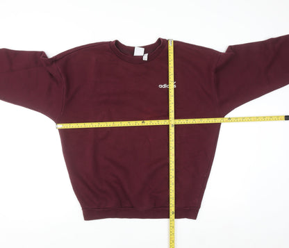 Adidas Womens Burgundy Crew Neck Pullover Sweatshirt UK 8